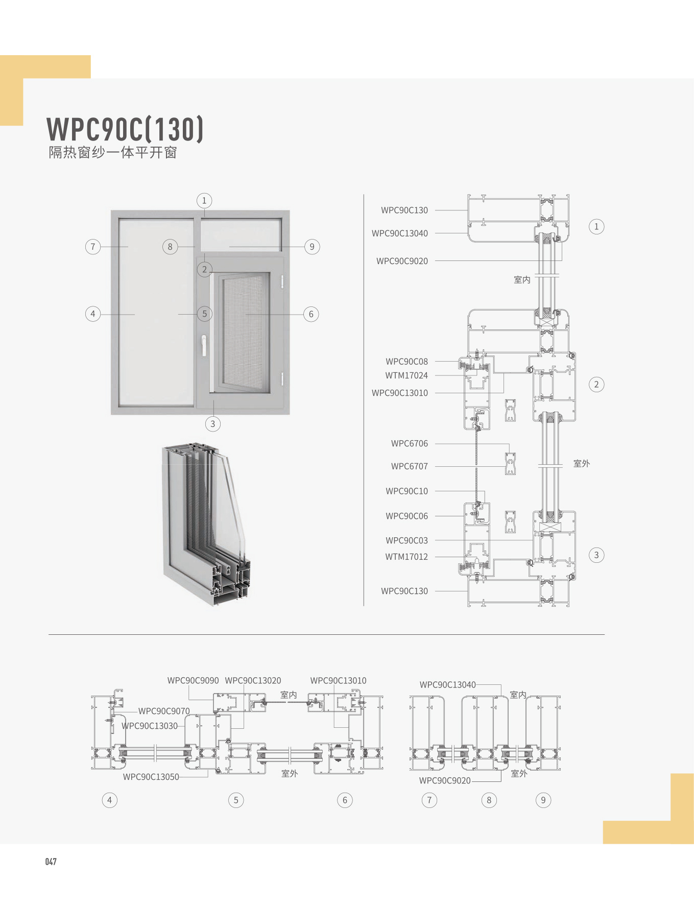 WPC90C隔熱窗紗一體平開窗