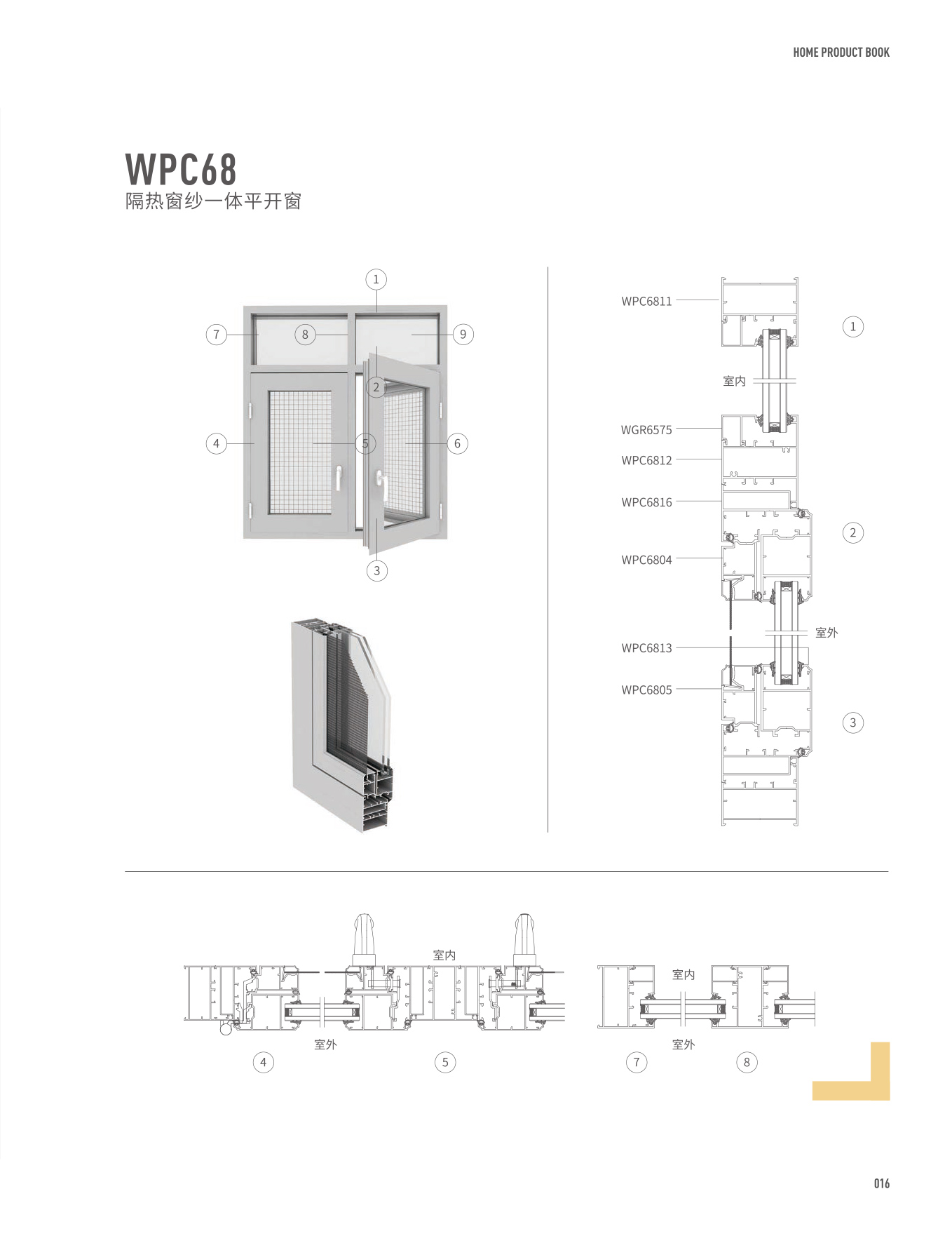 WPC68隔熱窗紗一體平開窗