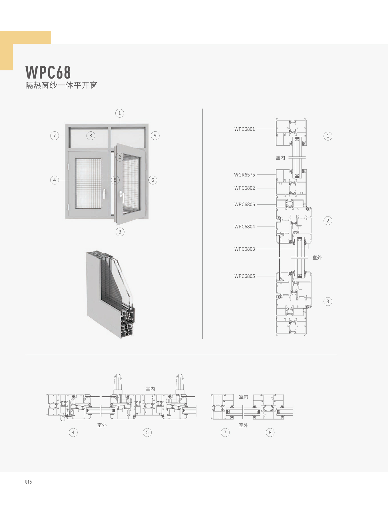 WPC68隔熱窗紗一體平開窗