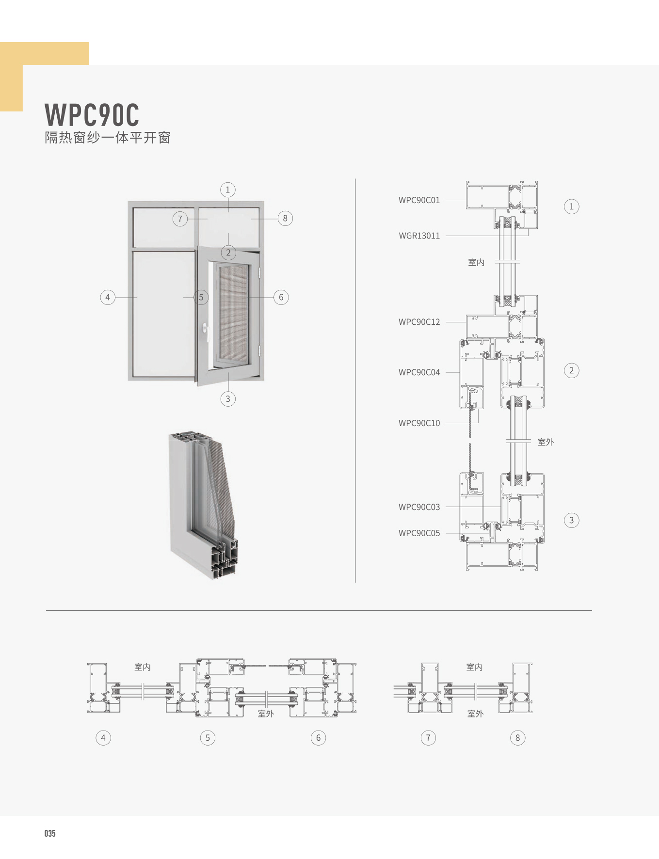 WPC90C隔熱窗紗一體平開窗